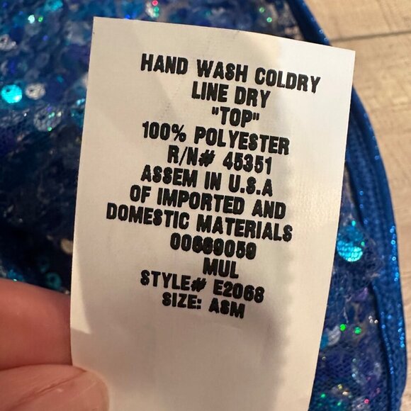 Blue Sequin Racerback Crop Top Dancewear By Curtain Call ADULT SMALL E2068 - Picture 8 of 9